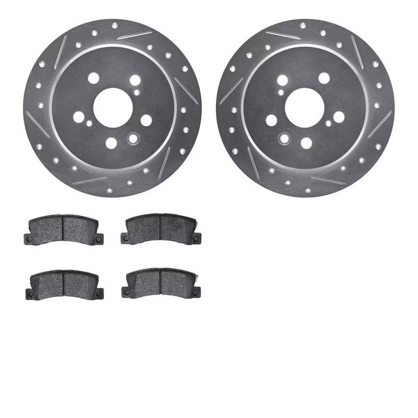 7502-76051, Rotors-Drilled and Slotted-Silver with 5000 Advanced Brake Pads, Zinc Coated, Dynamic Friction Co, Mfr#: 7502-76051